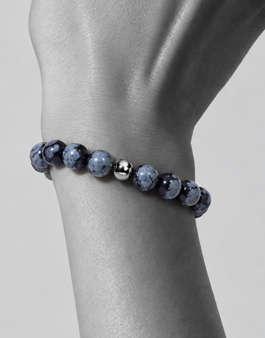 Natural Snowflake Obsidian Bracelet