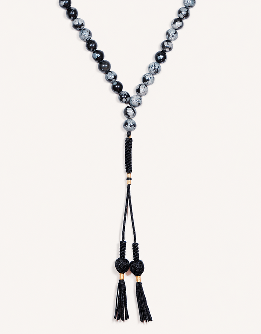 Natural Snowflake Obsidian Prayer Beads