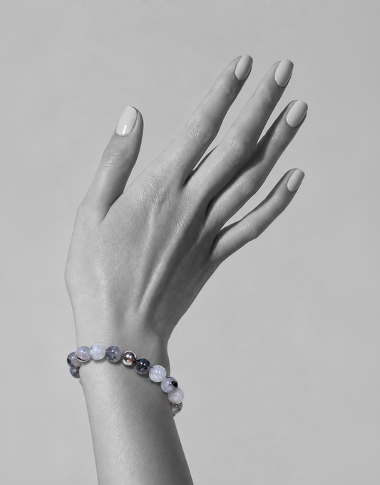 Natural Tourmalinated Quartz Bracelet