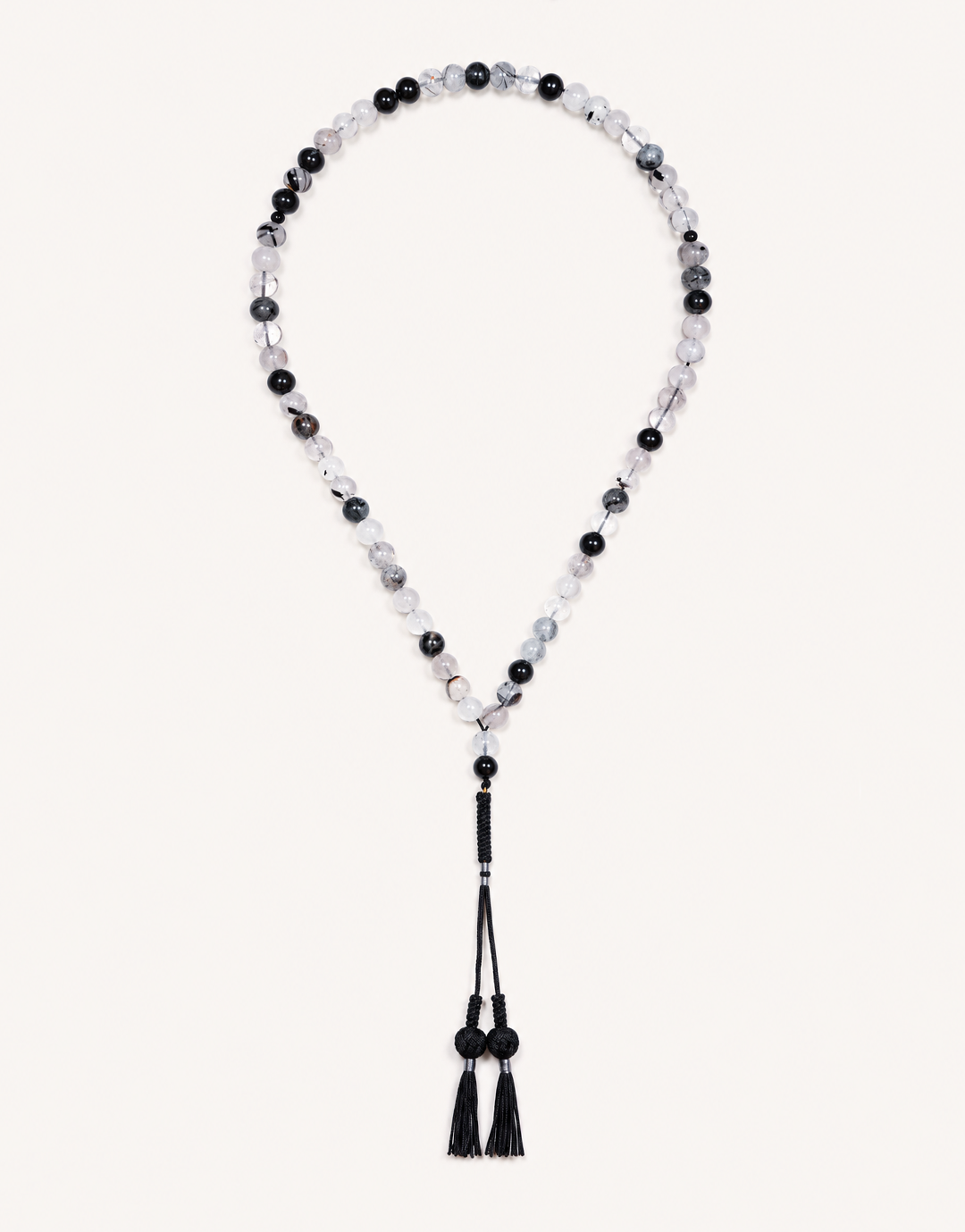 Natural Tourmalinated Quartz Prayer Beads