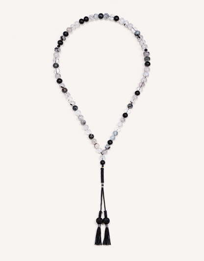 Natural Tourmalinated Quartz Prayer Beads
