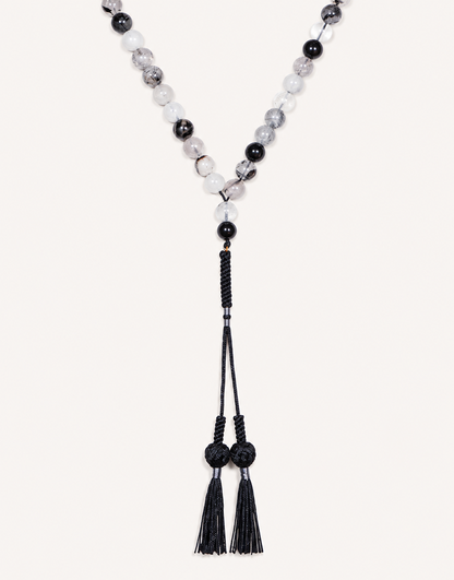 Natural Tourmalinated Quartz Prayer Beads
