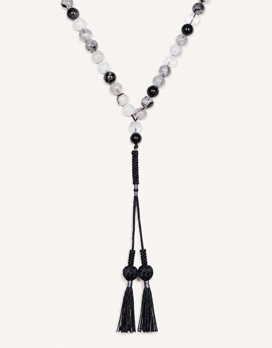 Natural Tourmalinated Quartz Prayer Beads